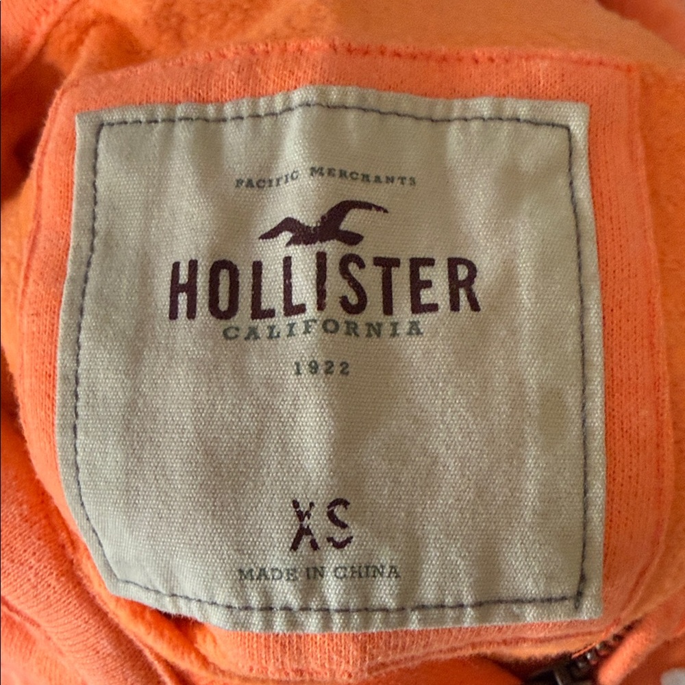 Vintage Hollister Highlighter Orange Coastal Cruisers Full Zip Hoodie - Picture 6 of 7